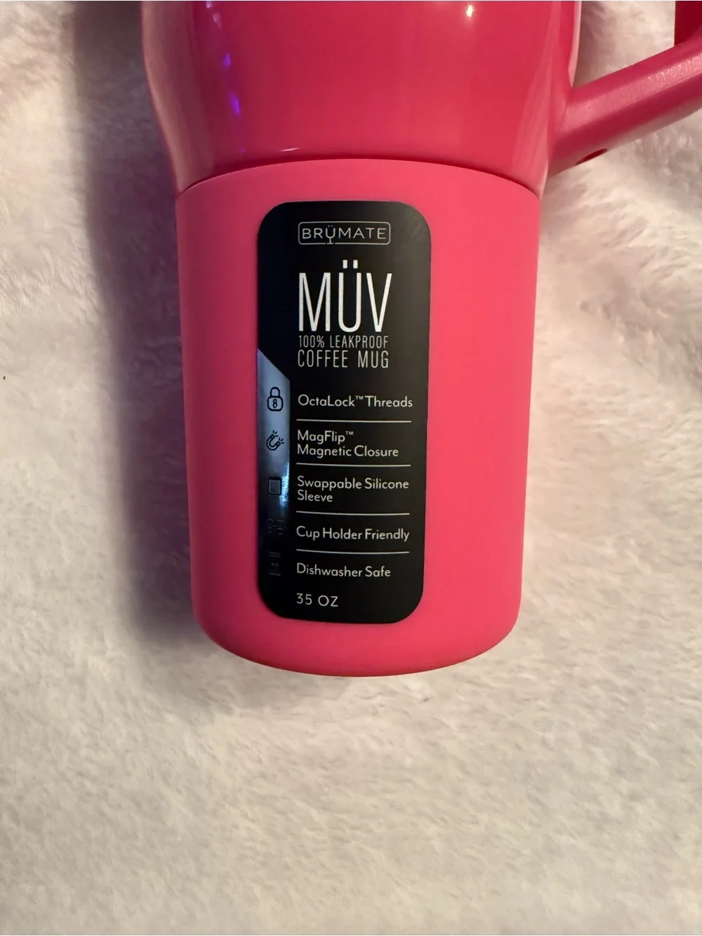 BrüMate Pink Insulated Travel Mug with Handle- 35oz